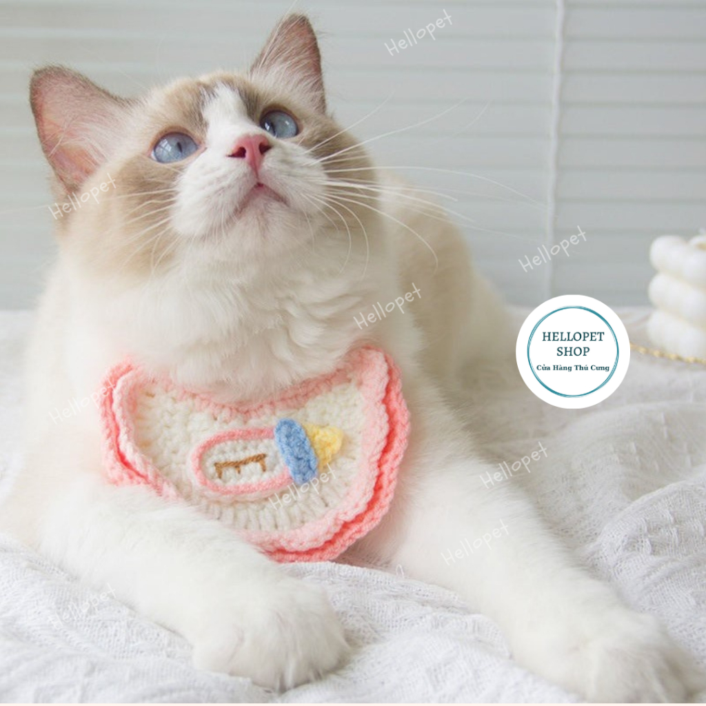 Yếm len cho chó mèo, Yếm len cho thú cưng nhiều màu dễ thương, Yếm cho chó mèo, vòng cổ cho thú cưng, Phụ kiện chó mèo