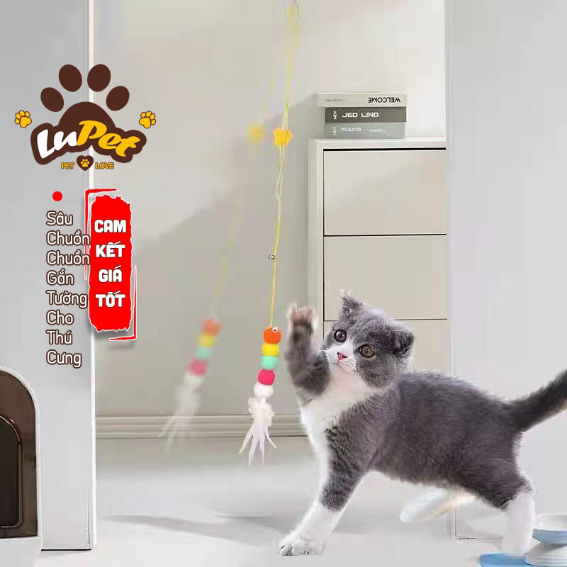 Đồ Chơi Cho Mèo Gắn Tường ,Trần Nhà Có Chuông Cho Mèo Vờn - Sâu, Chuồn Chuồn Gắn Tường Cho Mèo