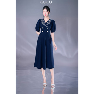 Đầm hoa nhí nâu cổ tròn 4222 - xanh