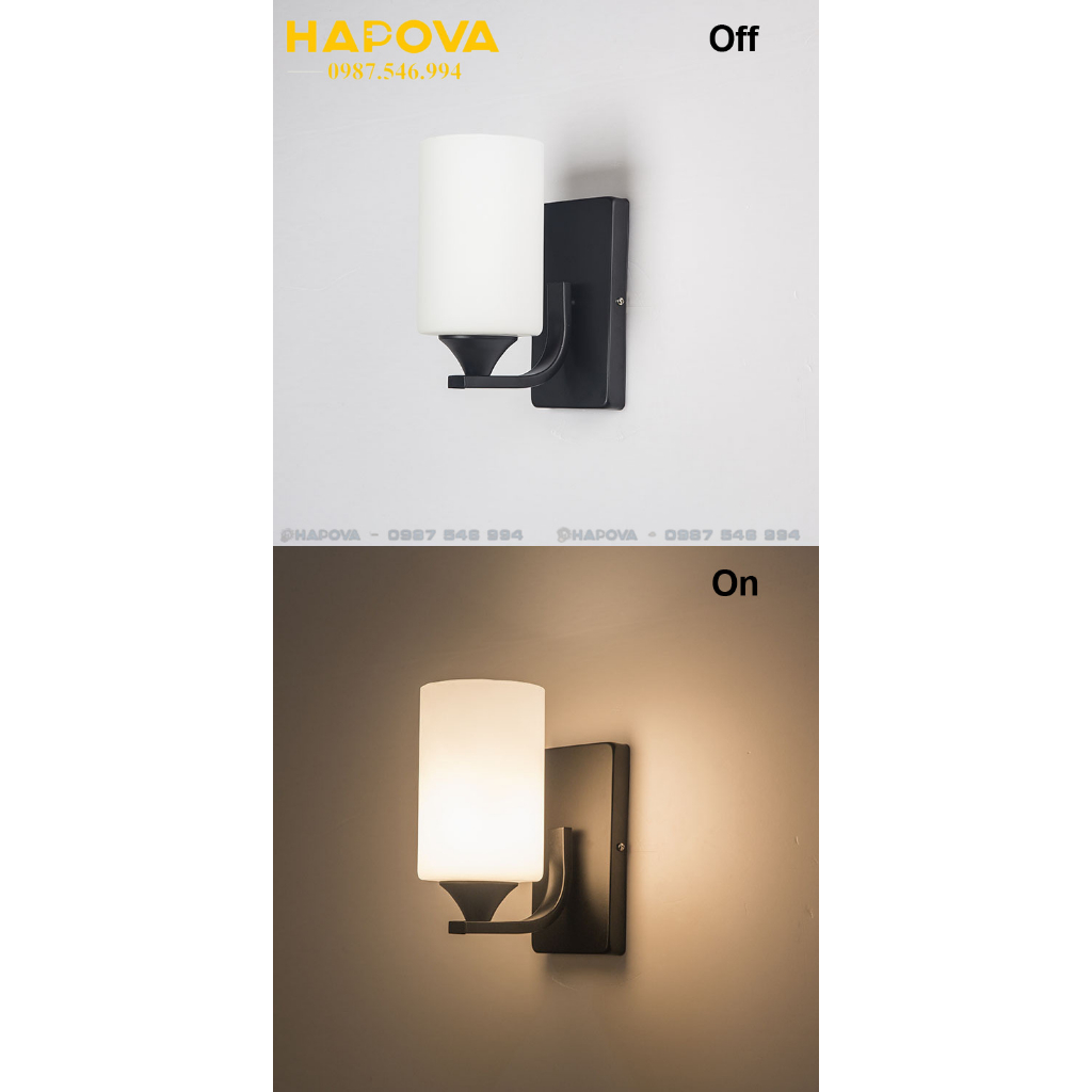 Đèn gắn tường HAPOVA TAKA 8006 màu Đen + Tặng kèm bóng led AS Vàng
