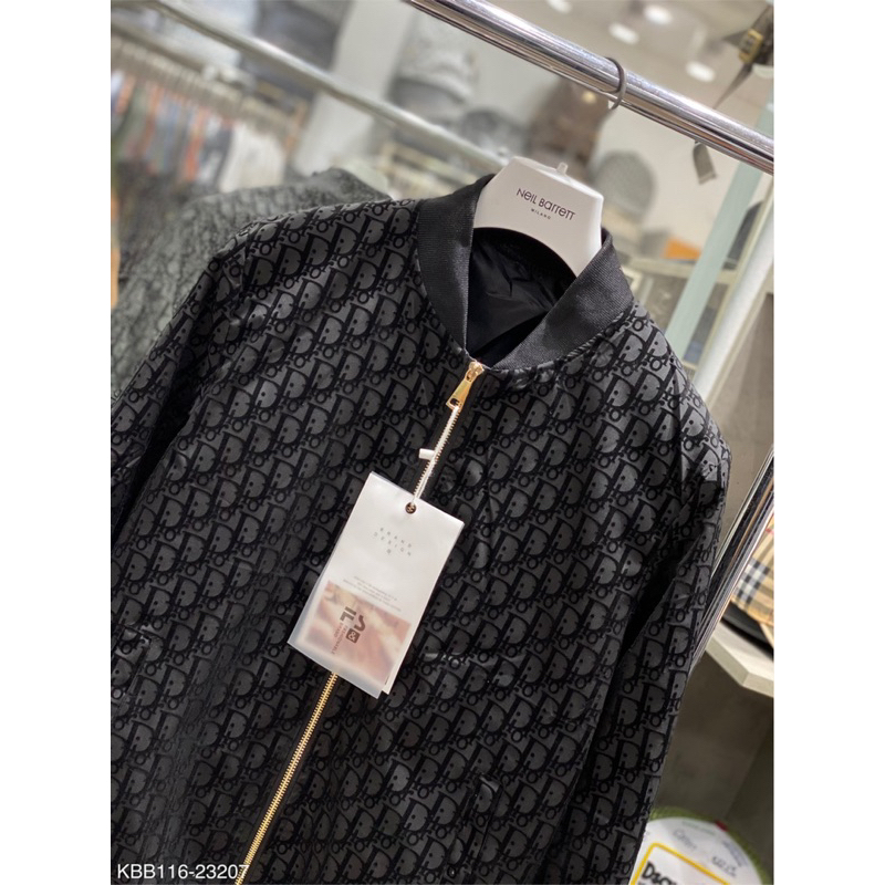 Áo khoác có mũ vải gió cho nam - Áo khoác bomber d.i.o.r vân nhung