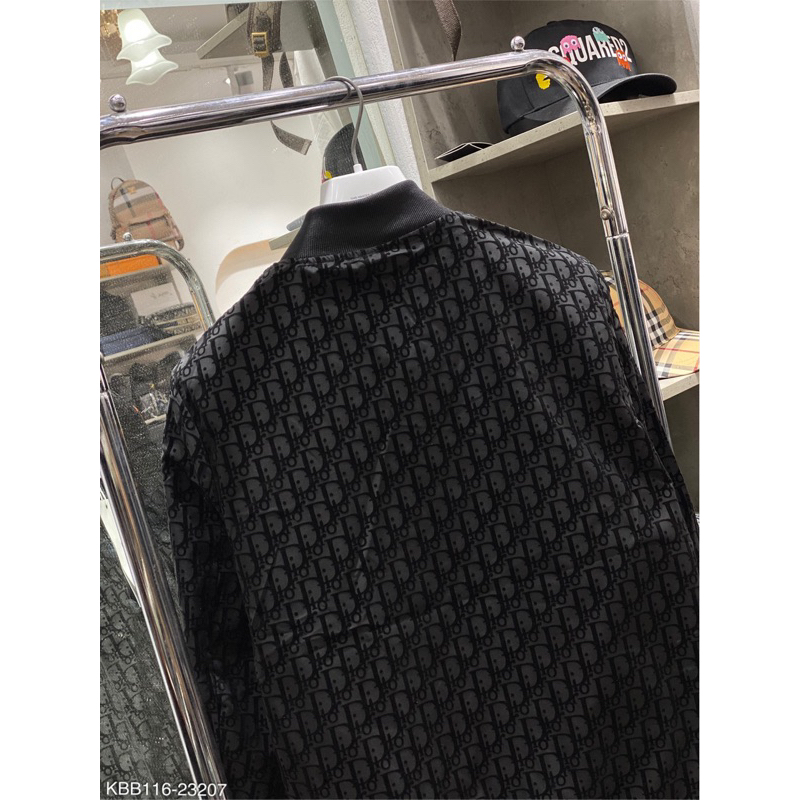 Áo khoác có mũ vải gió cho nam - Áo khoác bomber d.i.o.r vân nhung