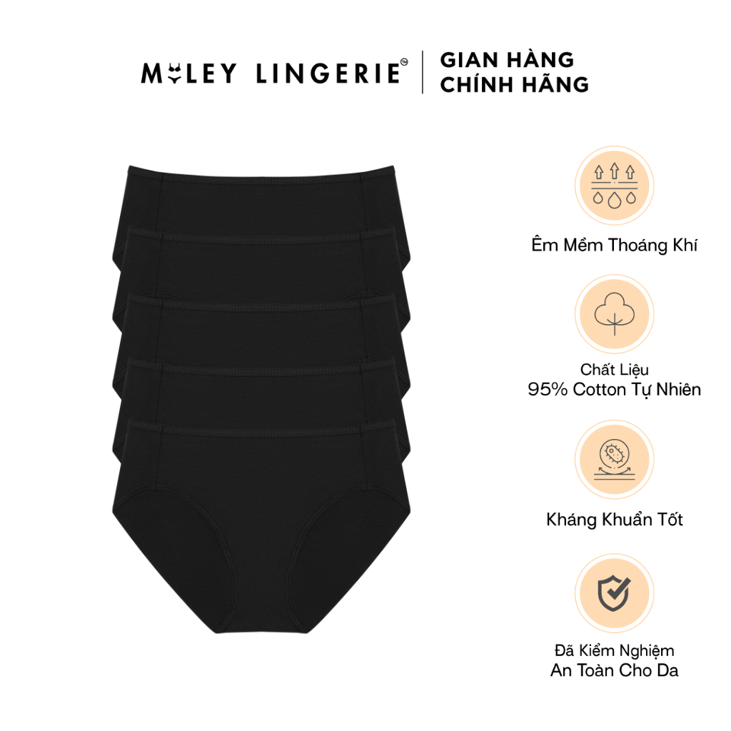 Set 5 Quần Lót Cotton Tự Nhiên Mềm Mại Kháng Khuẩn Midnight Miley Lingerire
