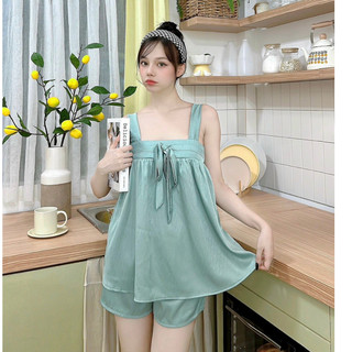 Đồ ngủ nữ Olici đồ bộ mặc nhà 2 dây chất lụa xướt mềm mại thoáng mát