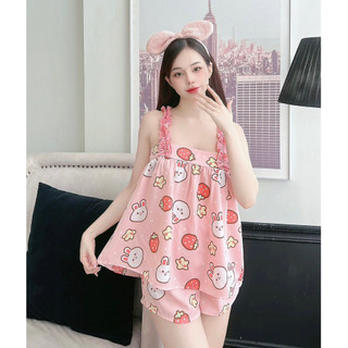 Đồ ngủ nữ Olici đồ bộ mặc nhà lụa mango họa tiết mát thoải mái