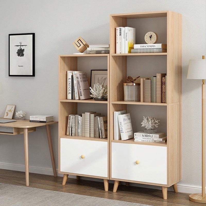 Tủ Gỗ Bắc Âu Đựng Sách Đa Năng Có Ngăn Kéo Nhiều Tầng, Chất Liệu MDF Phong Cách Hiện Đại, Lắp Ghép Tiện Lợi