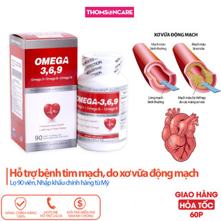 Omega 369 Nhập khẩu từ Mỹ - Hỗ trợ bệnh tim mạch do xơ vữa động mạch từ dầu hạt lanh - Lọ 90 viên - Thomsoncare