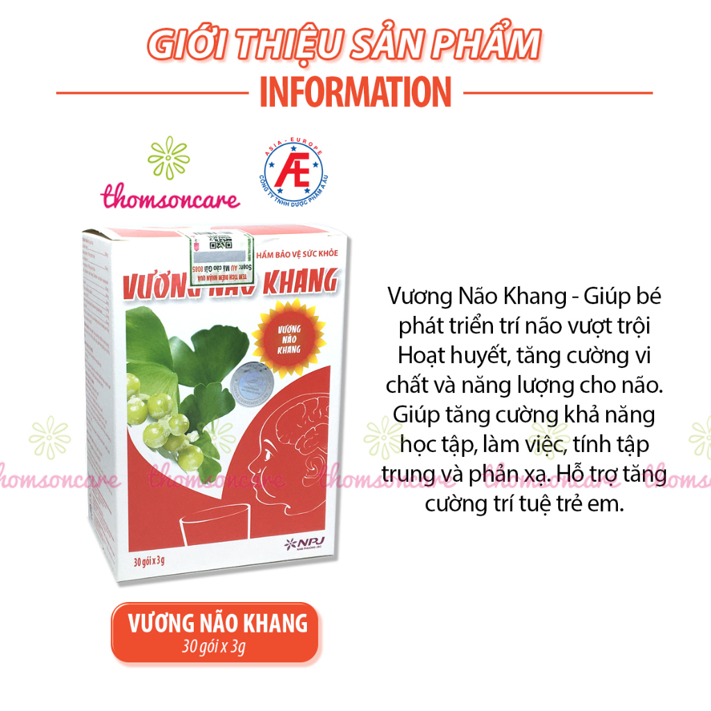 Combo cho trẻ tự kỷ, chậm nói - Vương Não Khang 30 gói và Siro Omega Vit Plus 100ml, giúp tăng cường trí não, ngủ ngon