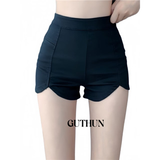  Quần Short Nữ Lưng Cao GUTHUN Chất Thun Cotton Co Giãn Tôn Giãn 