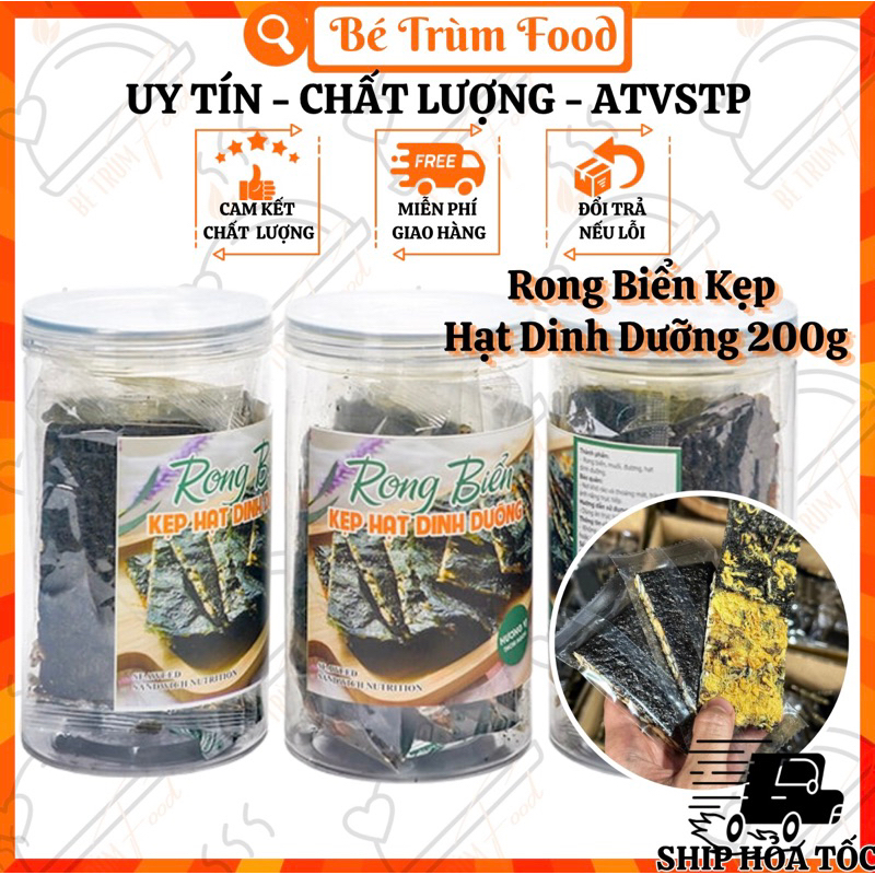Rong Biển Kẹp Hạt Dinh Dưỡng Mix Chà Bông 200g Bé Trùm đồ ăn vặt ngon rẻ Sài Gòn