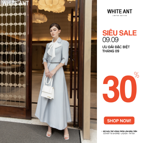 Chân Váy Xếp Chéo Theo Bộ Nữ White Ant JOCASTA SKATER SKIRT Chất liệu vải Tencel, Hàng Thiết Kế Cao Cấp