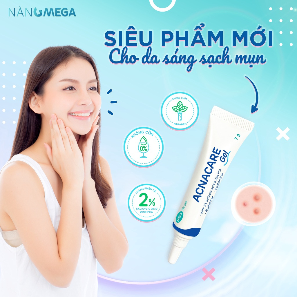 Viên uống, gel Acnacare  giảm tiết bã nhờn da dầu, ngăn mụn, chống oxy hóa
