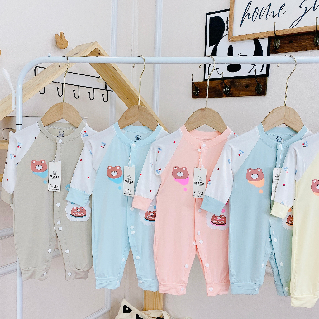 Body dài sơ sinh cúc chéo vải thun lạnh pettit size 3-9kg