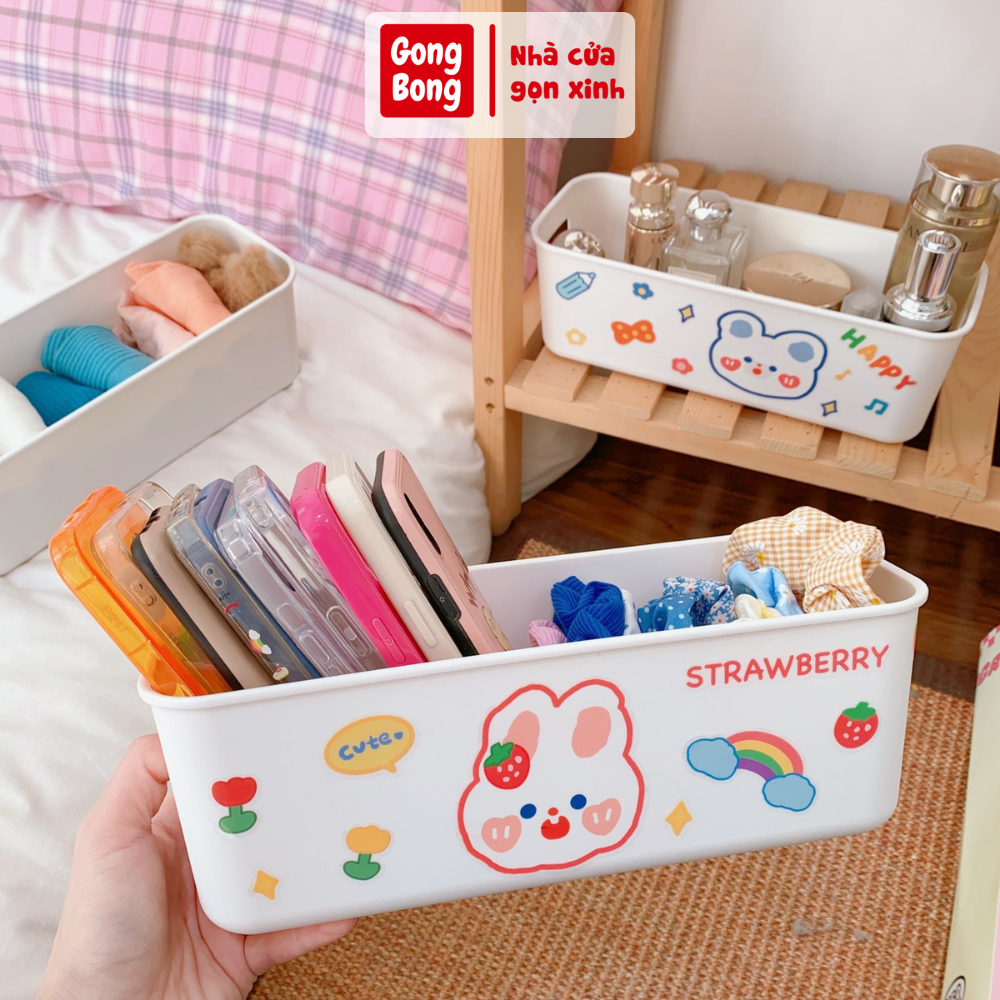Khay đựng ốp điện thoại hộp đựng mỹ phẩm đồ dùng cá nhân cực xinh xắn tặng kèm sticker