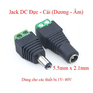 Jack nguồn DC đực và Jack DC cái (Loại vít vặn)