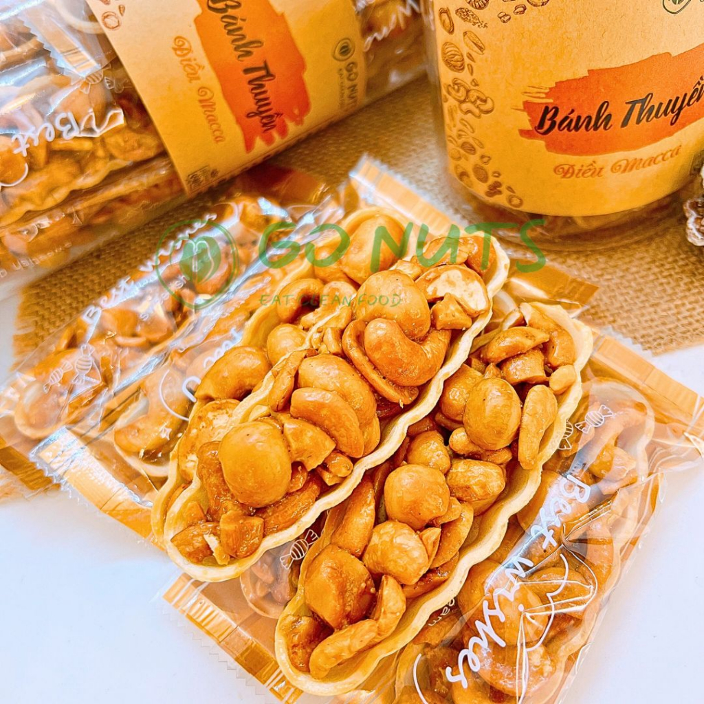 Túi zip 500g Bánh thuyền Điều Macca GO NUTS Bánh ăn kiêng hỗ trợ giảm cân không đường bánh hạt dinh dưỡng ngũ cốc chay