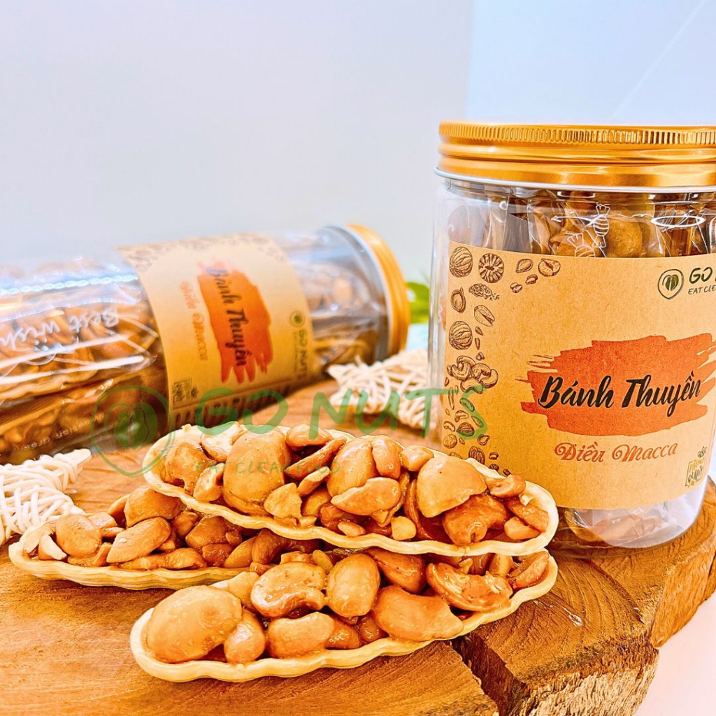 Túi zip 500g Bánh thuyền Điều Macca GO NUTS Bánh ăn kiêng hỗ trợ giảm cân không đường bánh hạt dinh dưỡng ngũ cốc chay