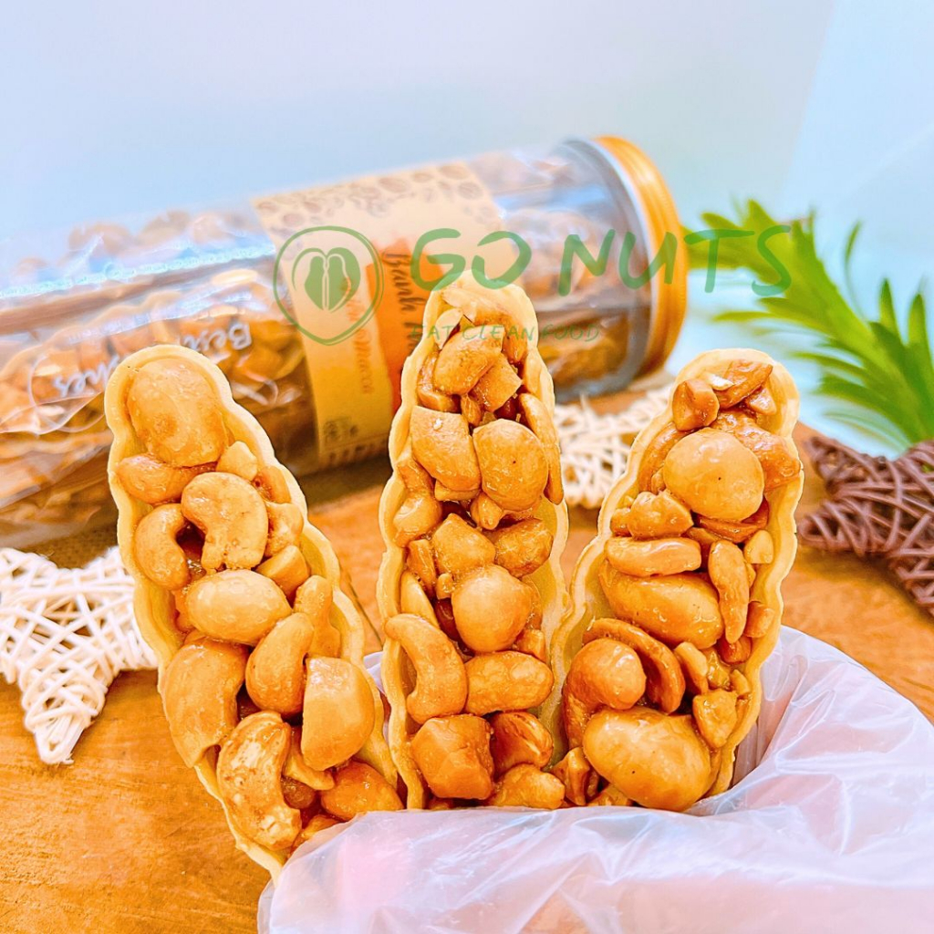 Túi zip 500g Bánh thuyền Điều Macca GO NUTS Bánh ăn kiêng hỗ trợ giảm cân không đường bánh hạt dinh dưỡng ngũ cốc chay