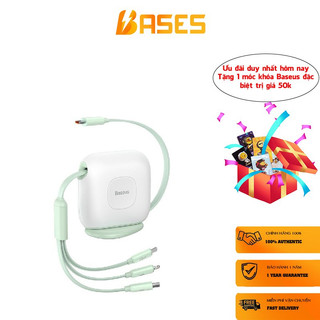 Cáp sạc đa năng baseus traction series retractable 3-in-1 fast charging cable desktop organizer (type-c to m+l+c 100w 1.