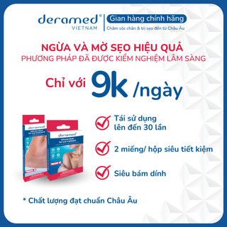 MIẾNG SILICONE PHÒNG NGỪA VÀ LÀM MỜ SẸO LỒI, SẸO PHÌ ĐẠI DERAMED -  2 MIẾNG 3x12CM - XUẤT XỨ TÂY BAN NHA
