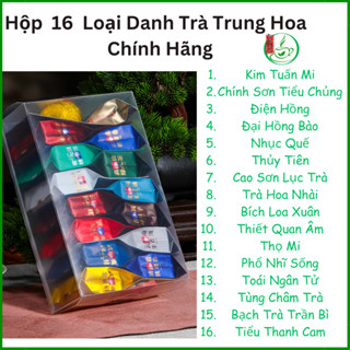 Hộp 16 Loại Danh Trà Trung Hoa,Trà Thiết Quan Âm, Đại Hồng Bào,Tiểu Thanh Cam,Đại Hồng Bào, Thủy Tiên, Bích Loa Xuân