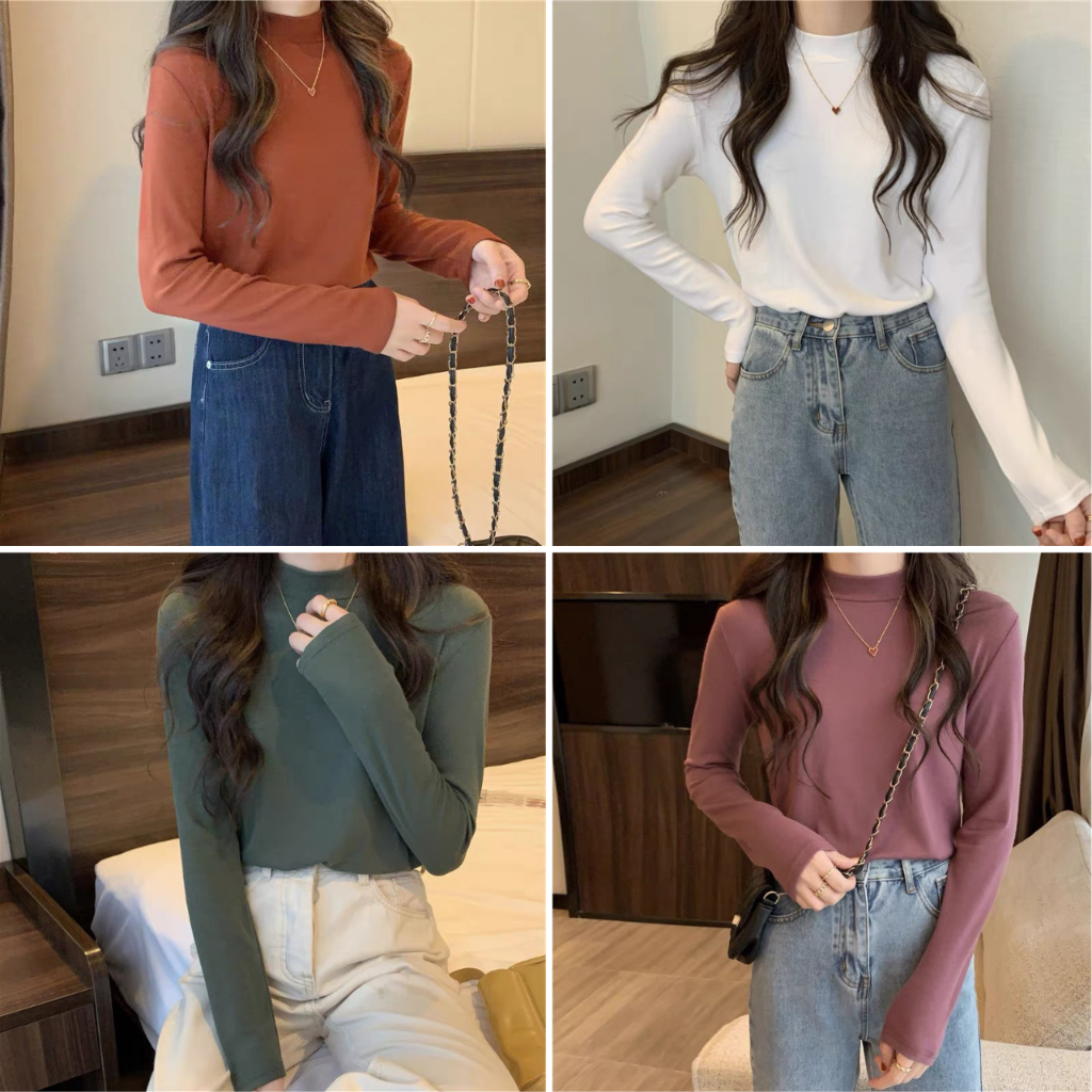 Áo Thun Body Dài Tay Cổ Lọ Nhiều Màu Dễ Mix Đồ Kiểu Dáng Hàn Quốc Giữ Nhiệt Tốt A7