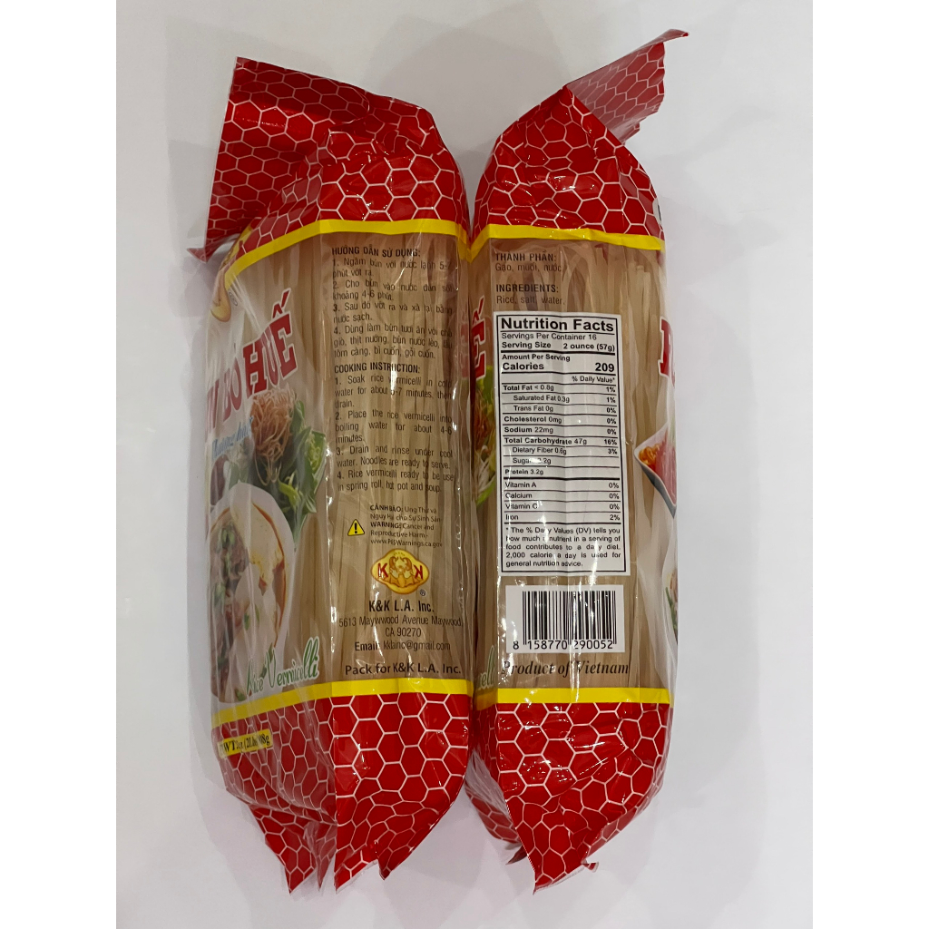 Bún bò huế - Sợi bún to dạng khô hàng xuất khẩu Mỹ - Gói 908gram