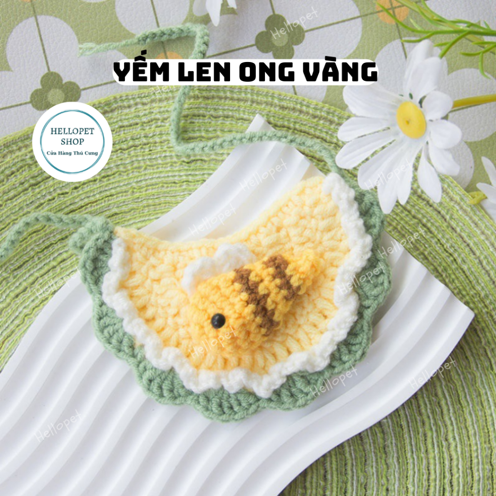 Yếm len cho chó mèo, Yếm len cho thú cưng nhiều màu dễ thương, Yếm cho chó mèo, vòng cổ cho thú cưng, Phụ kiện chó mèo