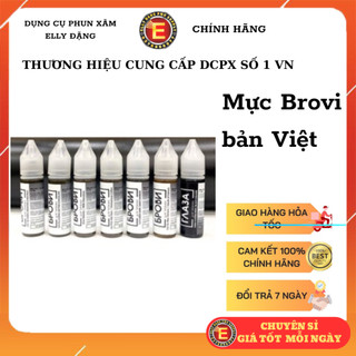 Mực Brovi Nga phun mày bản Việt 15 ml, Mực phun xăm chính hãng cung cấp Elly Đặng dụng cụ phun xăm