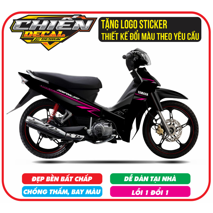 Tem rời xe sirius RC 110cc - 50cc mãu zin chế màu đen hồng (tem 3 lớp cao cấp)