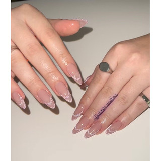 NAIL BOX thiết kế sẵn mẫu thạch nude vẽ viền flash bạc