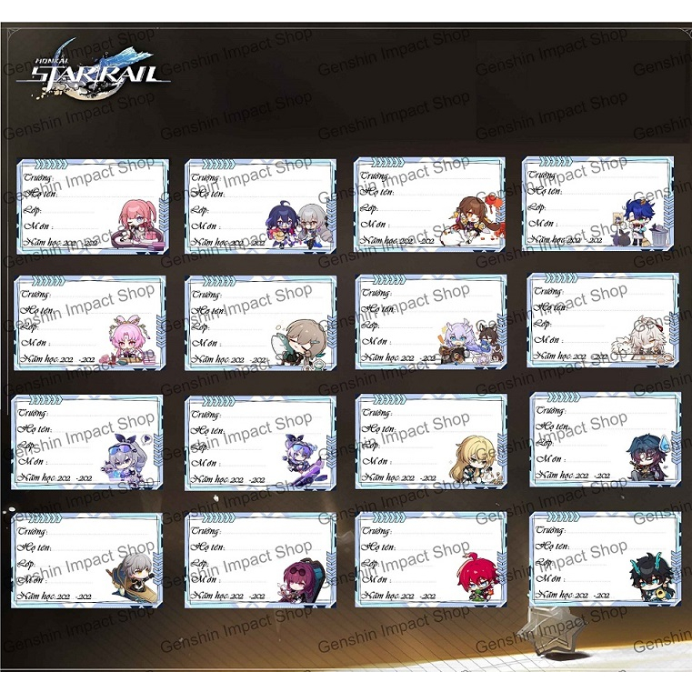 Nhãn vở, giấy nhãn Honkai Star Rail