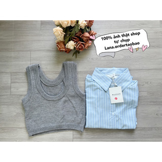 [ORDER 15-20 NGÀY] SET ÁO GILE LEN+ SƠ MI CROPTOP