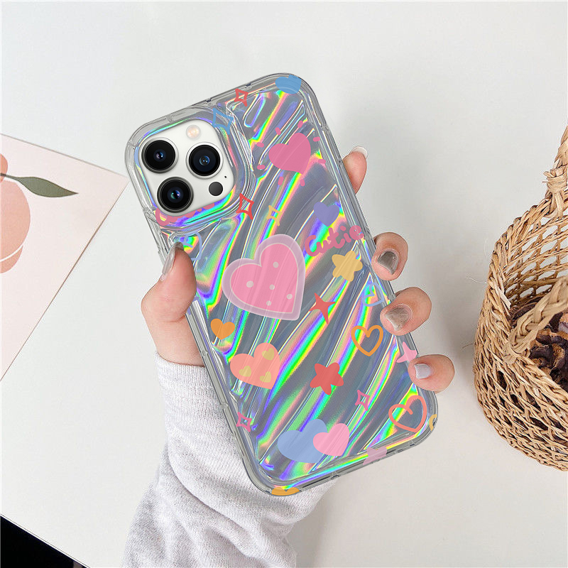 Ốp lưng iphone vân sóng laser tim pink 6/6s/7/7plus/8/8plus/x/xs/11/12/13/14/pro/max/plus/promax - SALE SỐC V5-15