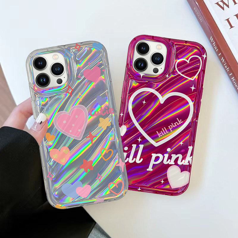 Ốp lưng iphone vân sóng laser tim pink 6/6s/7/7plus/8/8plus/x/xs/11/12/13/14/pro/max/plus/promax - SALE SỐC V5-15