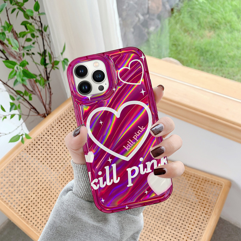 Ốp lưng iphone vân sóng laser tim pink 6/6s/7/7plus/8/8plus/x/xs/11/12/13/14/pro/max/plus/promax - SALE SỐC V5-15