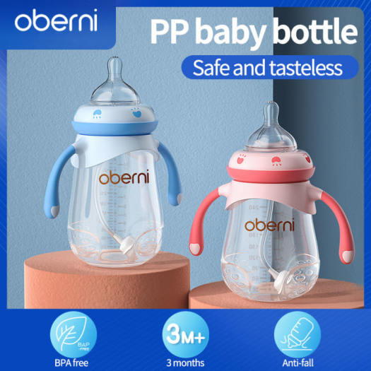 Bình sữa sơ sinh cổ rộng OBERNI cao cấp, nhựa PPSU no BPA, chống sặc sữa, chống đầy hơi cho bé TẶNG ĐỤC NÚM