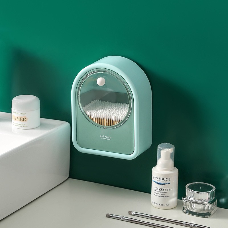 Dụng cụ đựng bông tẩy trang, Hộp đựng tăm bông Nice chất liệu nhựa treo tường tiện lợi chống thấm nước