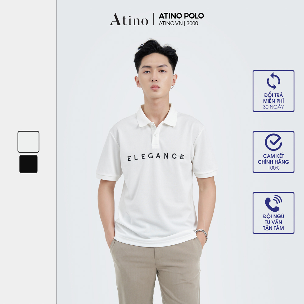 Áo Polo Nam ELEGANCE ATINO chữ nổi tinh tế vải cá sấu Cotton cao cấp thoáng mát chuẩn form PL2.3000