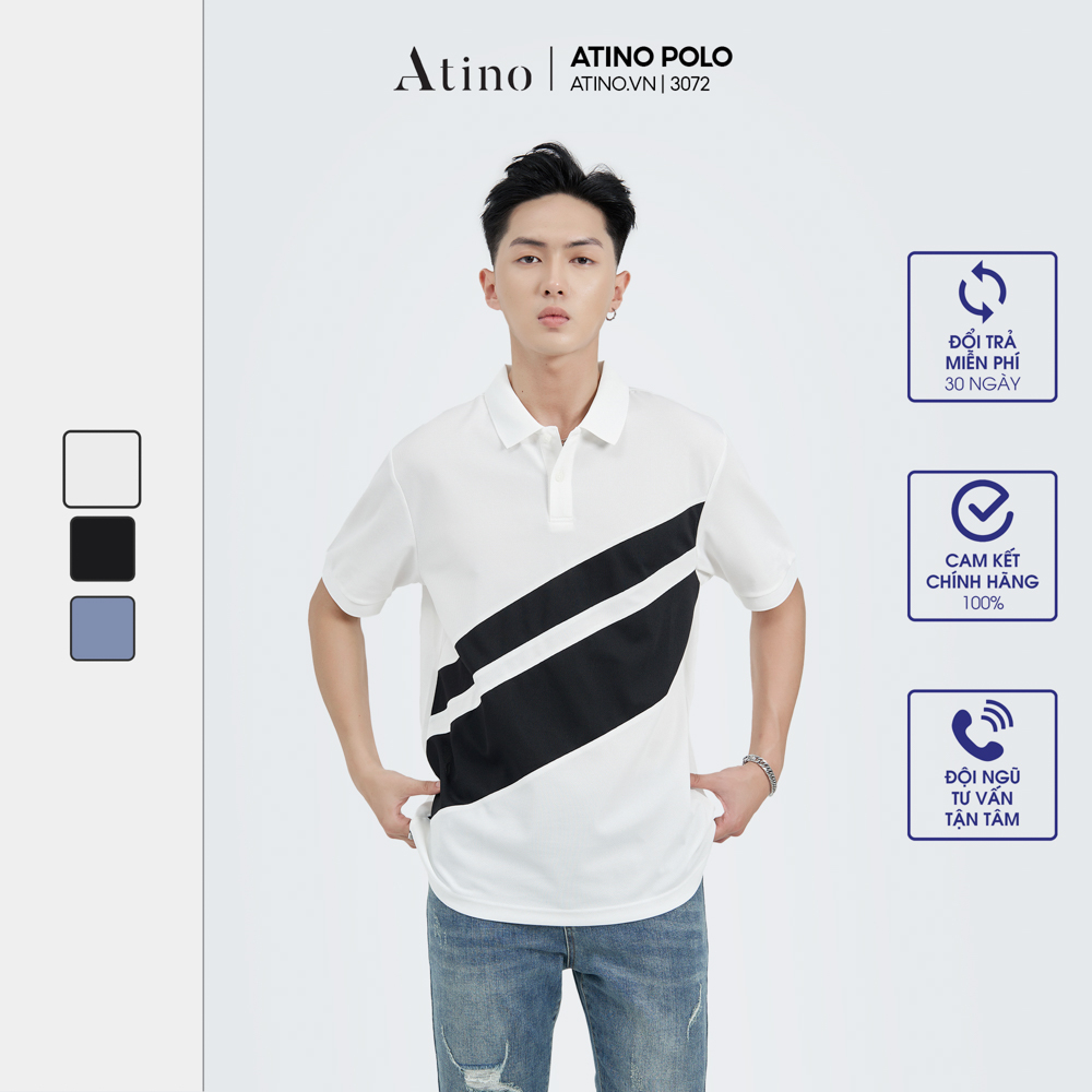 Áo Polo Nam Phối BENGE ATINO viền cổ thanh lịch vải cá sấu Cotton cao cấp thoáng mát chuẩn form PL3.3072