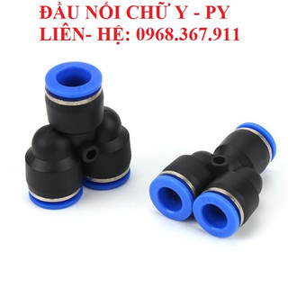 Đầu nối nhanh khí nén chữ Y, đầu cút nối nhanh khí nén PY chia 2 ngã cắm nhanh ống khí