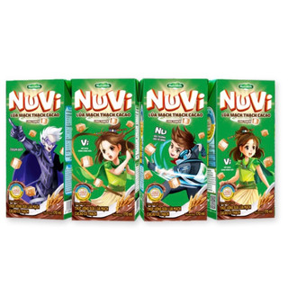 Vỉ 4 hộp sữa thạch lúa mạch nuvi cacao hộp 180ml
