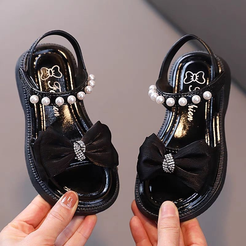 Dép Sandanl, Quai Hậu Quai Dán Bé Gái Đính Nơ Siêu Đẹp Kết Hợp Quai Đính Đá Cap Cấp MS 238