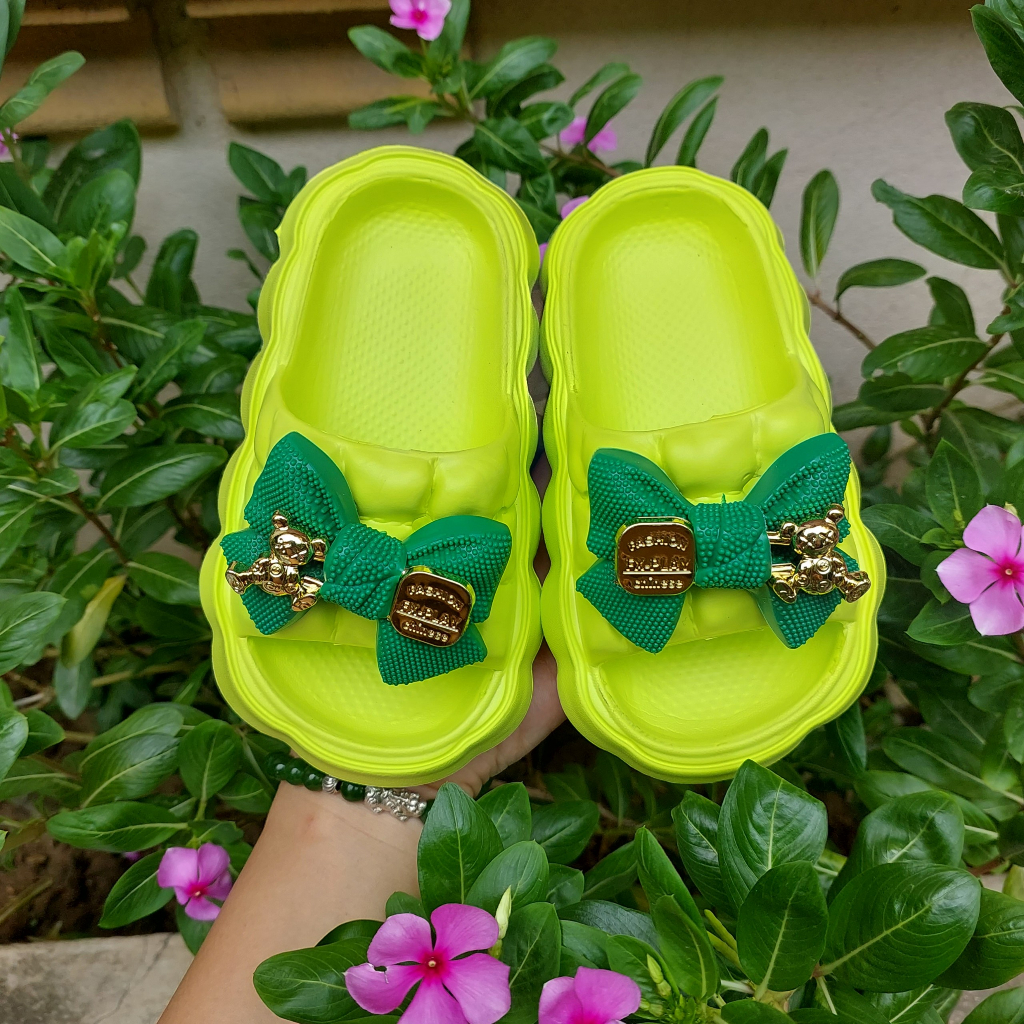 Dép Eva Siêu Nhẹ Chống Trơn Trượt Nơ Gấu Nhiều Màu Cho Bé Siêu Đáng Yêu MS 9030