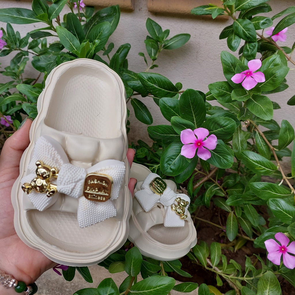 Dép Eva Siêu Nhẹ Chống Trơn Trượt Nơ Gấu Nhiều Màu Cho Bé Siêu Đáng Yêu MS 9030