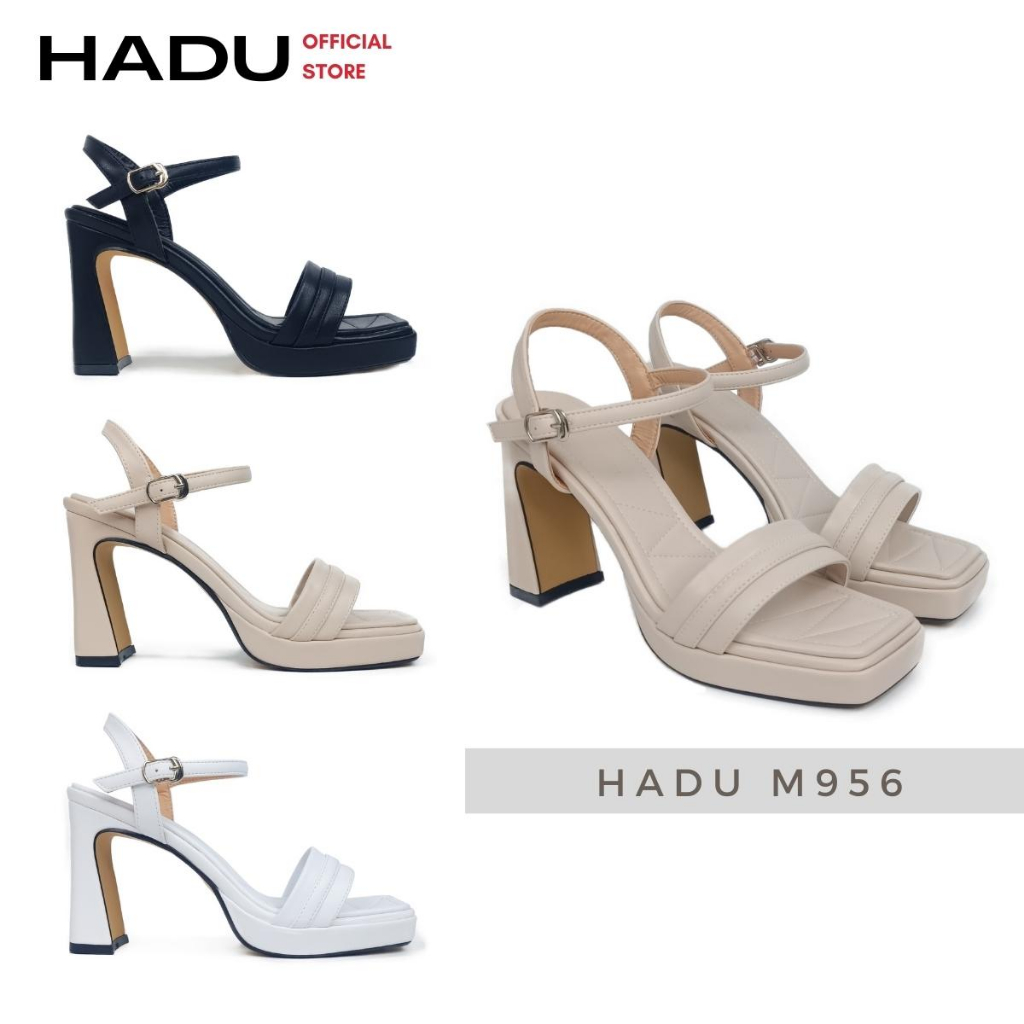 Giày sandal gót bầu 9p sườn kép quai ngang ARES HADU M956 - BH 24 tháng