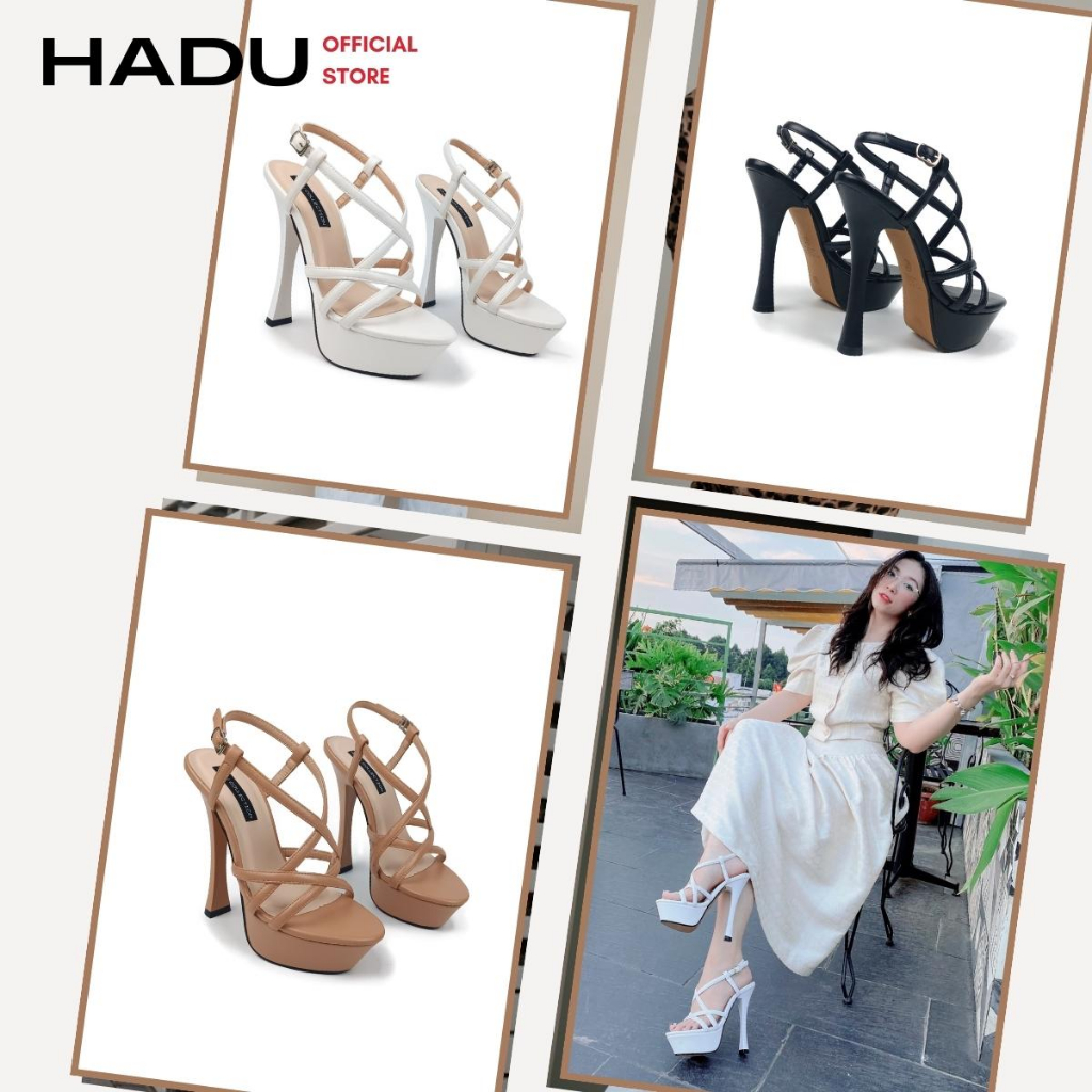 Giày Sandal Cao Gót 15P Giày Catwalk Dây Đan Rọ Miss Sis HADU M142, Đúp Trước 5P, BH 24 Tháng