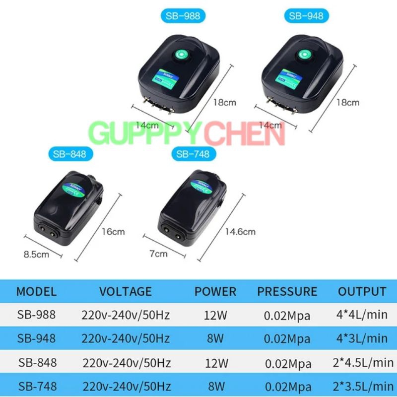 Máy Sủi Oxi 4 Vòi SOBO dùng cho hồ cá