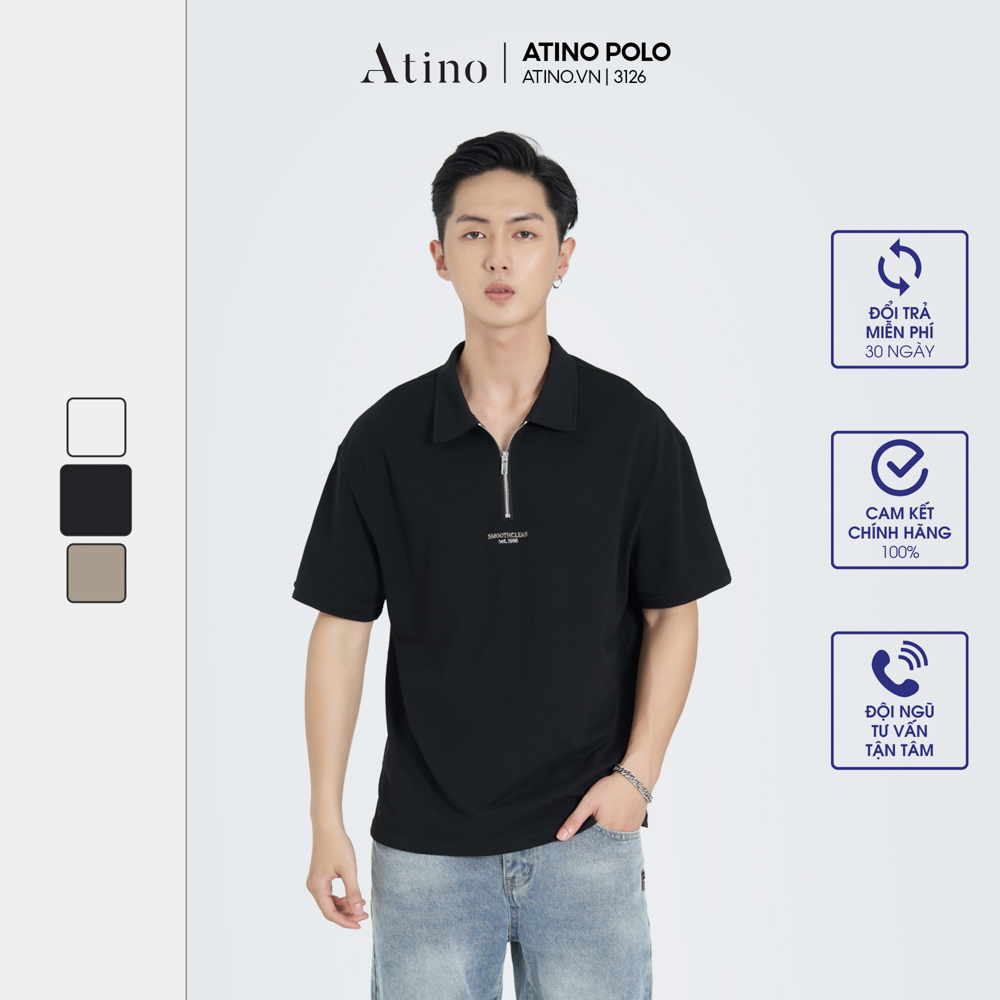 Áo Polo Nam Túi Ngực ATINO Chất Liệu Cotton Cao Cấp Thoáng Mát Form Regular PL3.3126