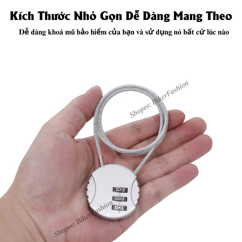 Khóa dây chống trộm mũ bảo hiểm - Khóa số 50cm
